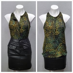 A.L.C. Green and Yellow Sleeveless Blouse